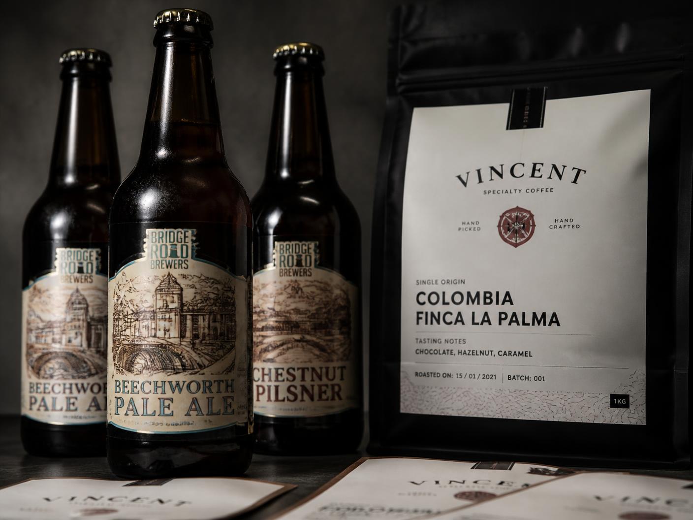 Rótulos e embalagens artesanais — Cervejaria Beechworth & Café Vincent